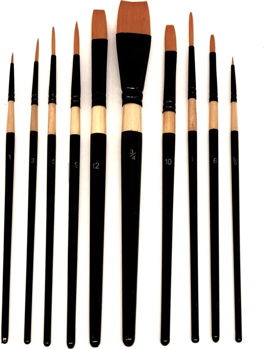 Penselen Schilderen Aquarel   | 10 Stuks | Kwasten Schilderen | Penselen Waterverf | Aquarelverf